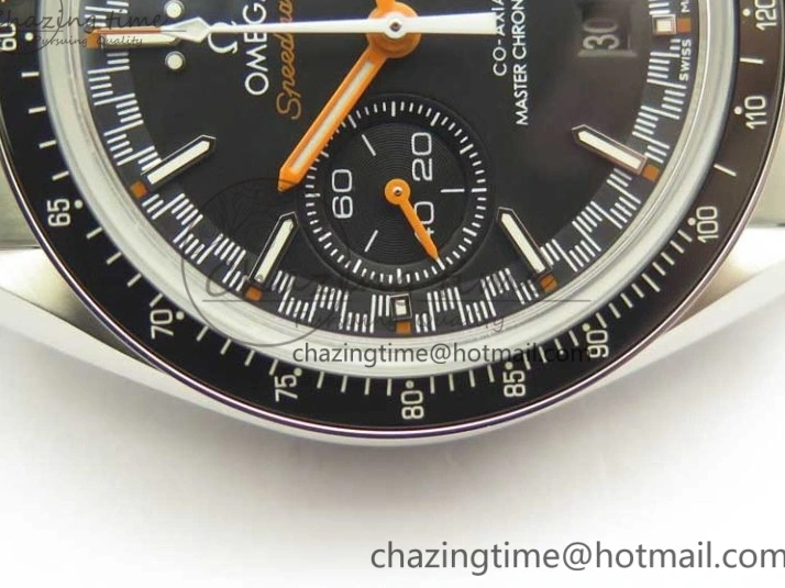 0114 Speedmaster Moonwatch OMF 1:1 Best Edition Black Dial Orange Hand on SS Bracelet A Timeless 8044